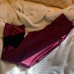 Emily Hsu Maroon High Waisted Leggings